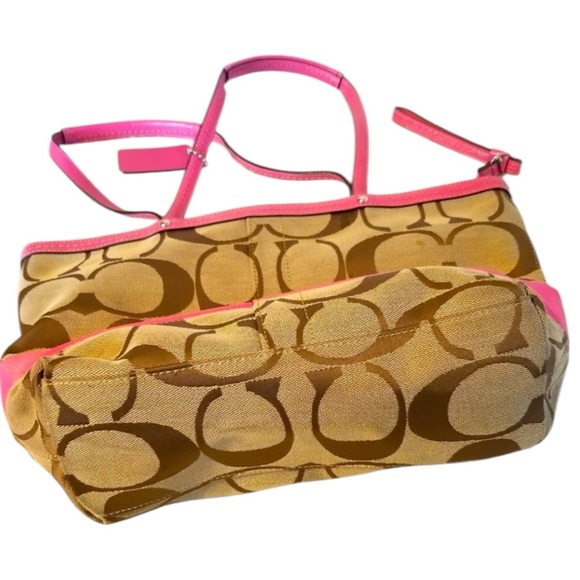 Coach Signature Stripe Tote Bag Y2K Vintage Purse Pink Original Hangtag - Picture 2 of 6